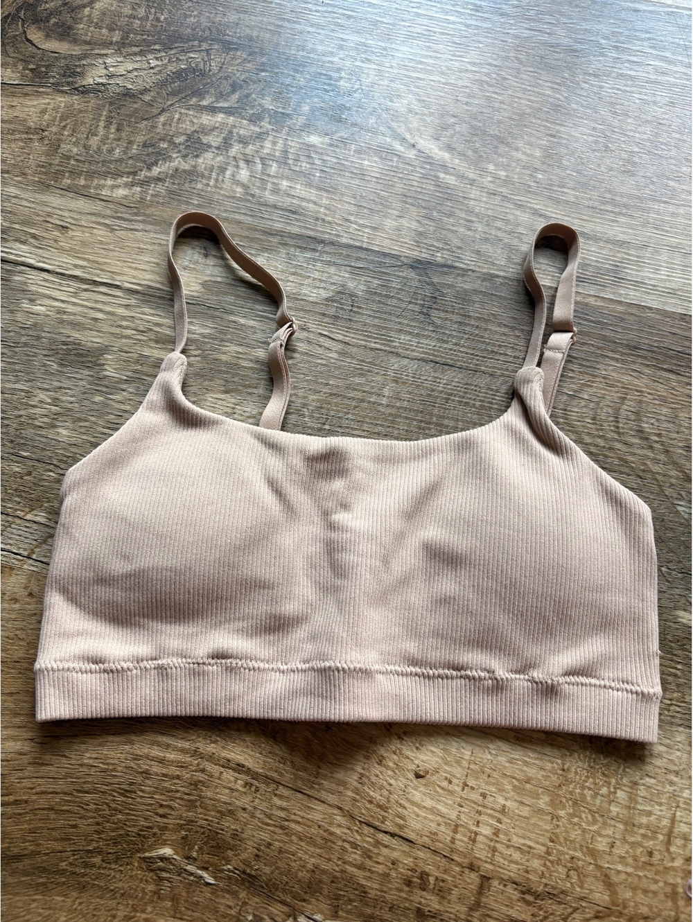Aerie Superchill Beige Ribbed Adjustable Strap Bralette Size Small